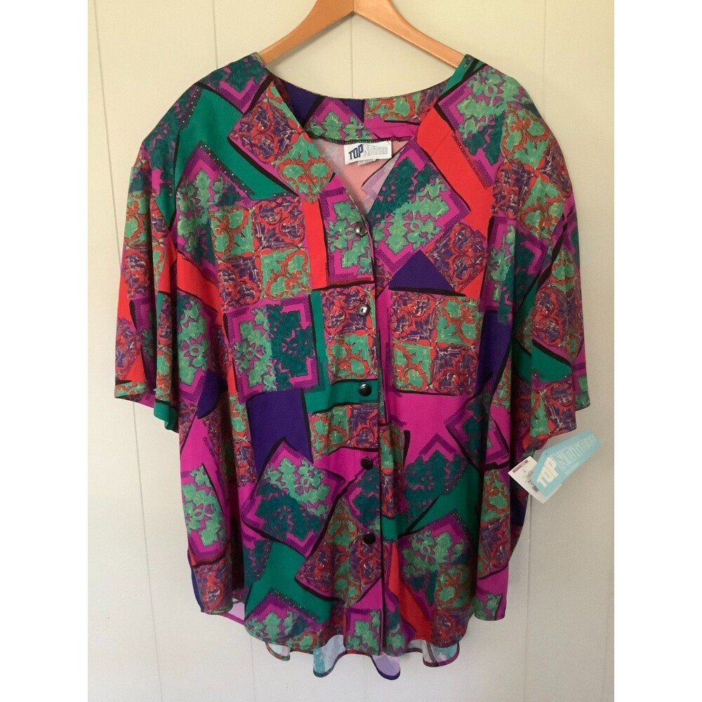 Vintage Top Notch Blouse Women’s Plus Size 30W Bright Rich Colors New w/Tags